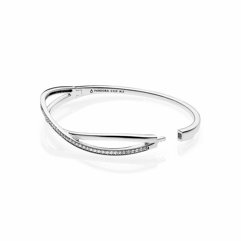 Pandora Entwined Bangle Bracelet Ireland - Sterling Silver/Cubic Zirconia - 569380IGB